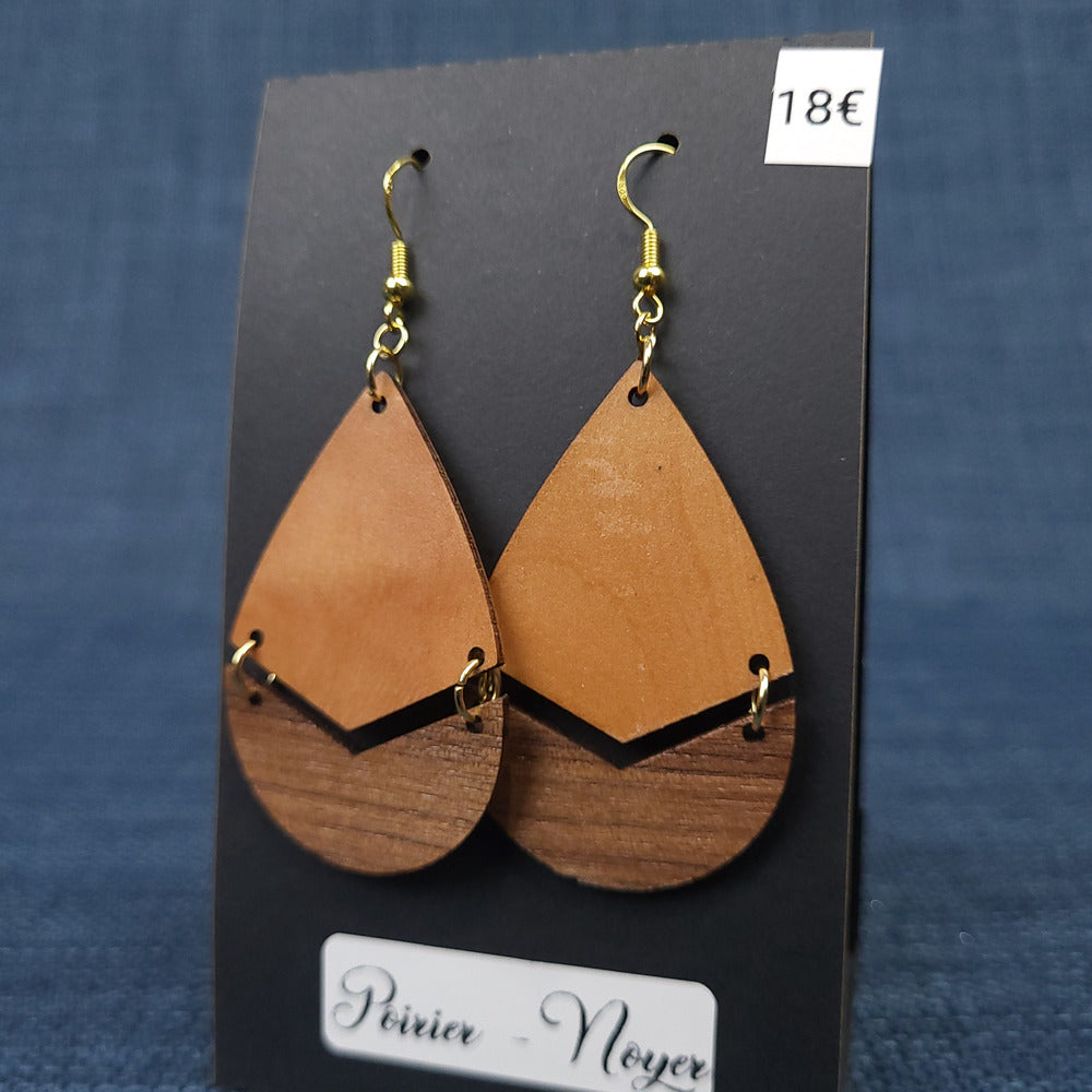 Boucles d’Oreilles Poirier et Noyer