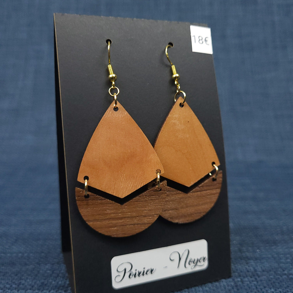 Boucles d’Oreilles Poirier et Noyer