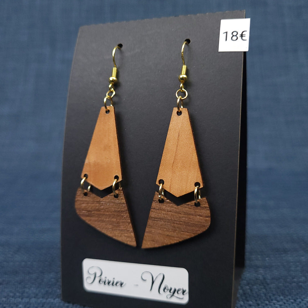 Boucles d’Oreilles Poirier et Noyer