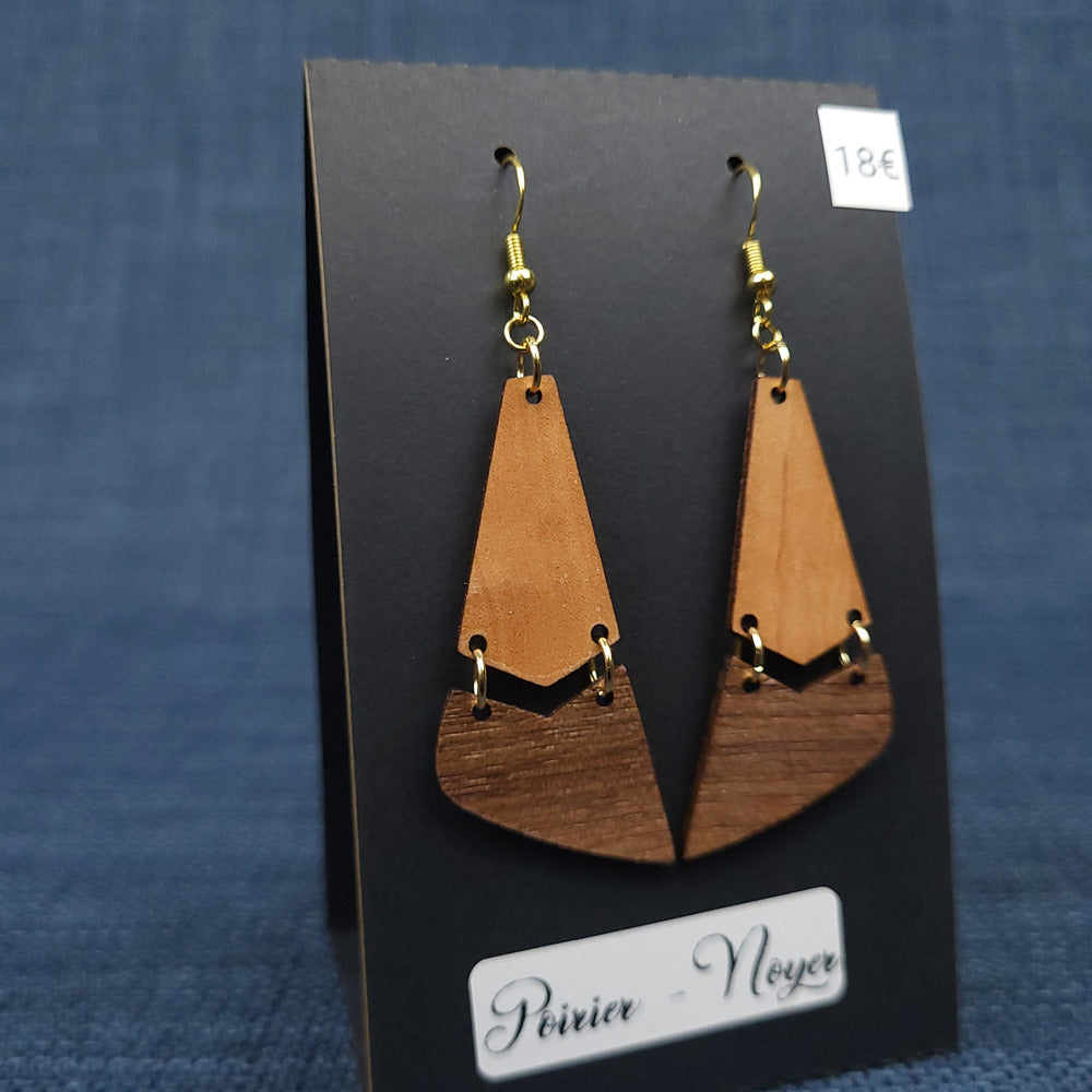 Boucles d’Oreilles Poirier et Noyer
