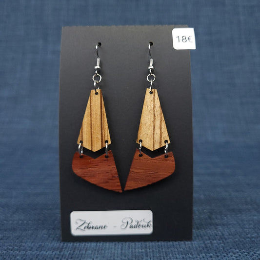 Boucles d’Oreilles Zebrano et Padouk