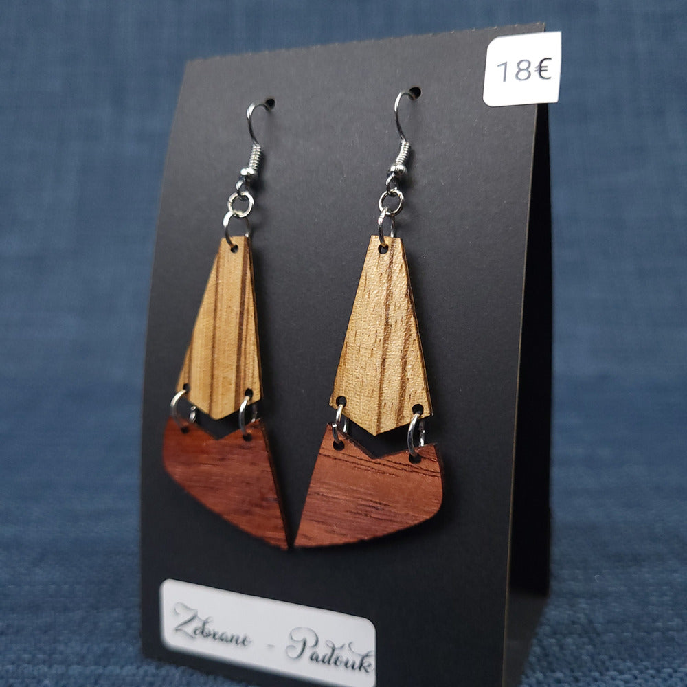 Boucles d’Oreilles Zebrano et Padouk