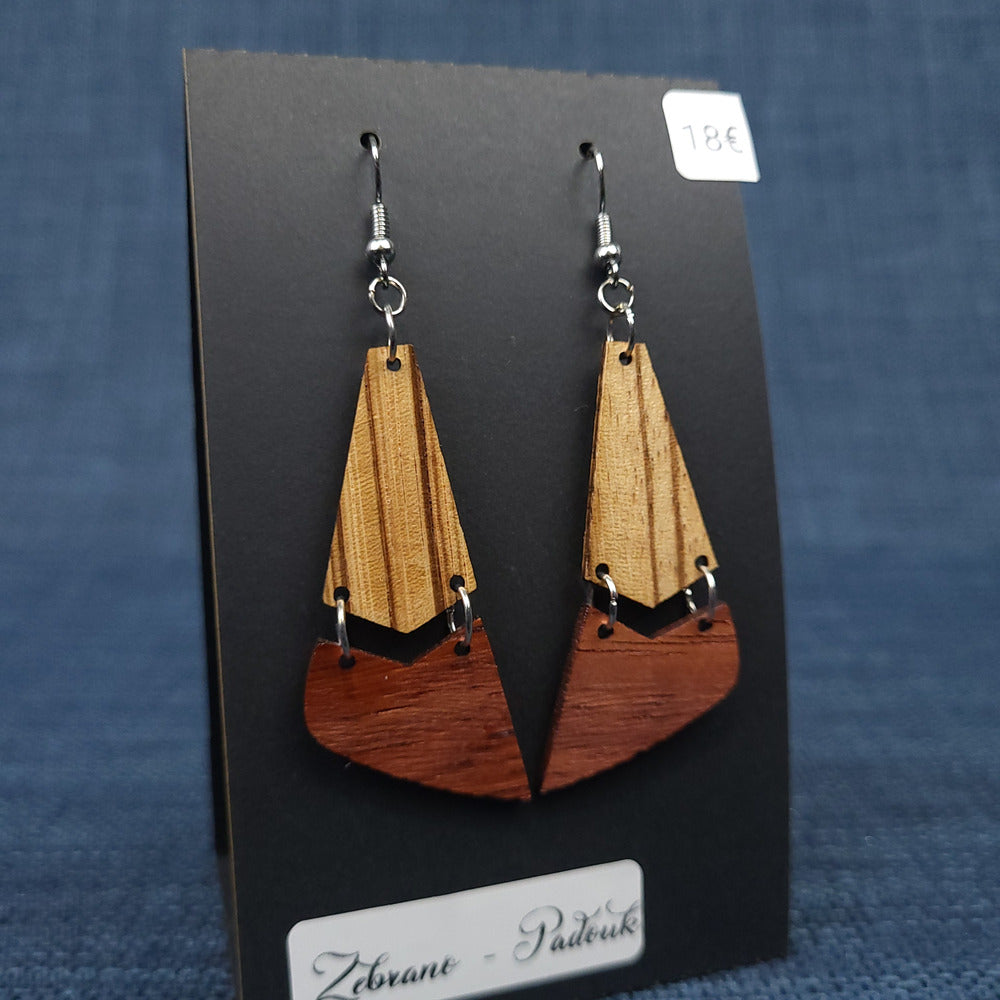 Boucles d’Oreilles Zebrano et Padouk