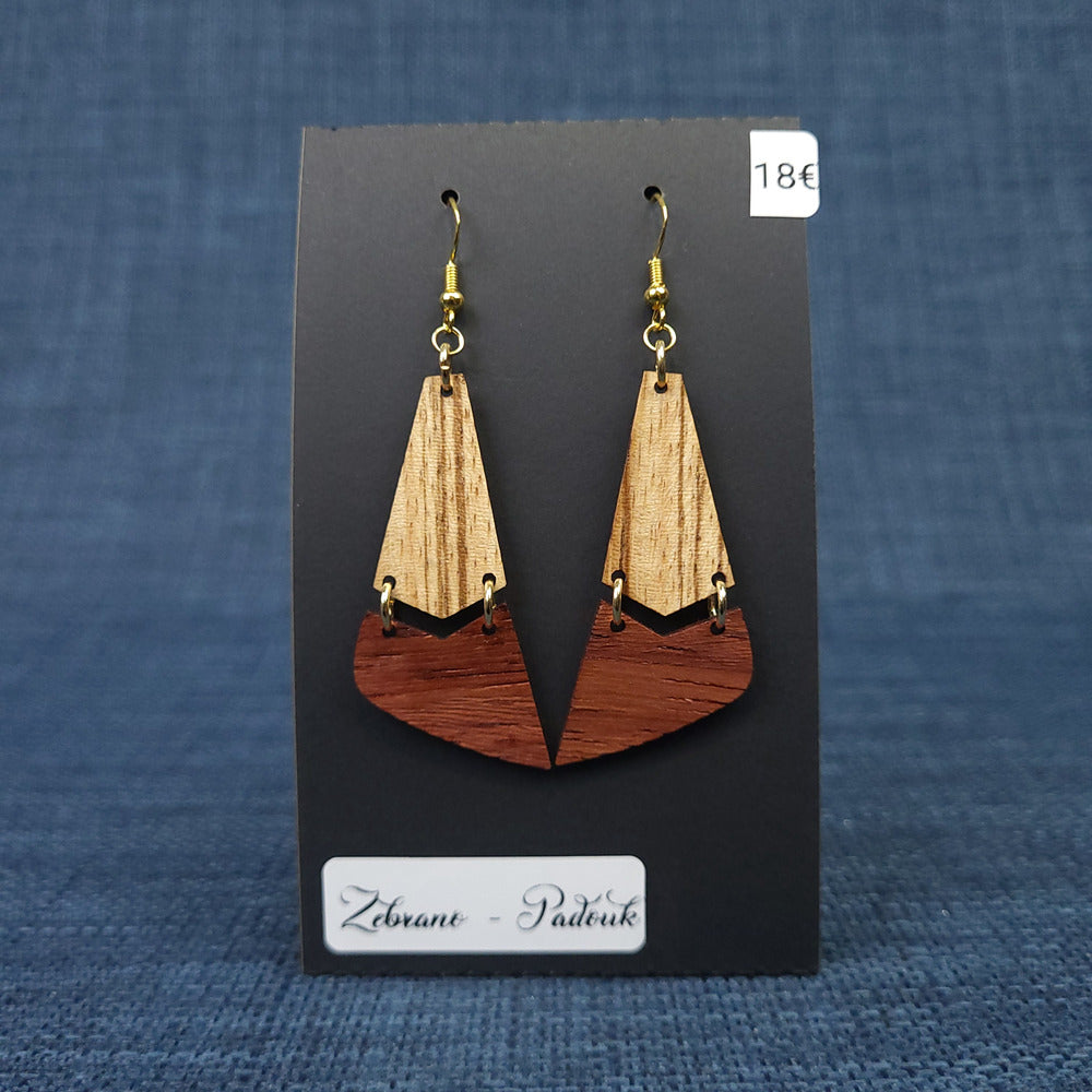 Boucles d’Oreilles Zebrano et Padouk