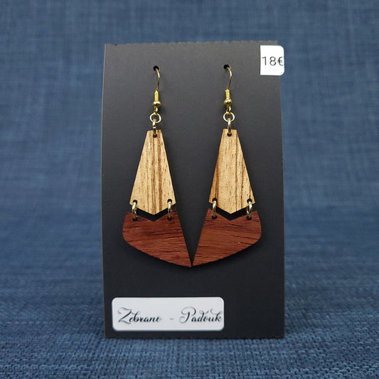 Boucles d’Oreilles Zebrano et Padouk