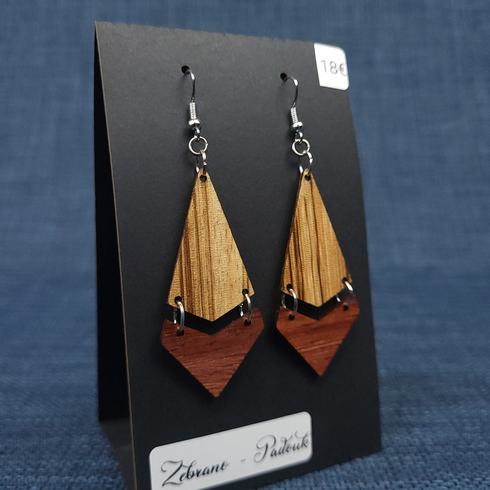 Boucles d’Oreilles Zebrano et Padouk