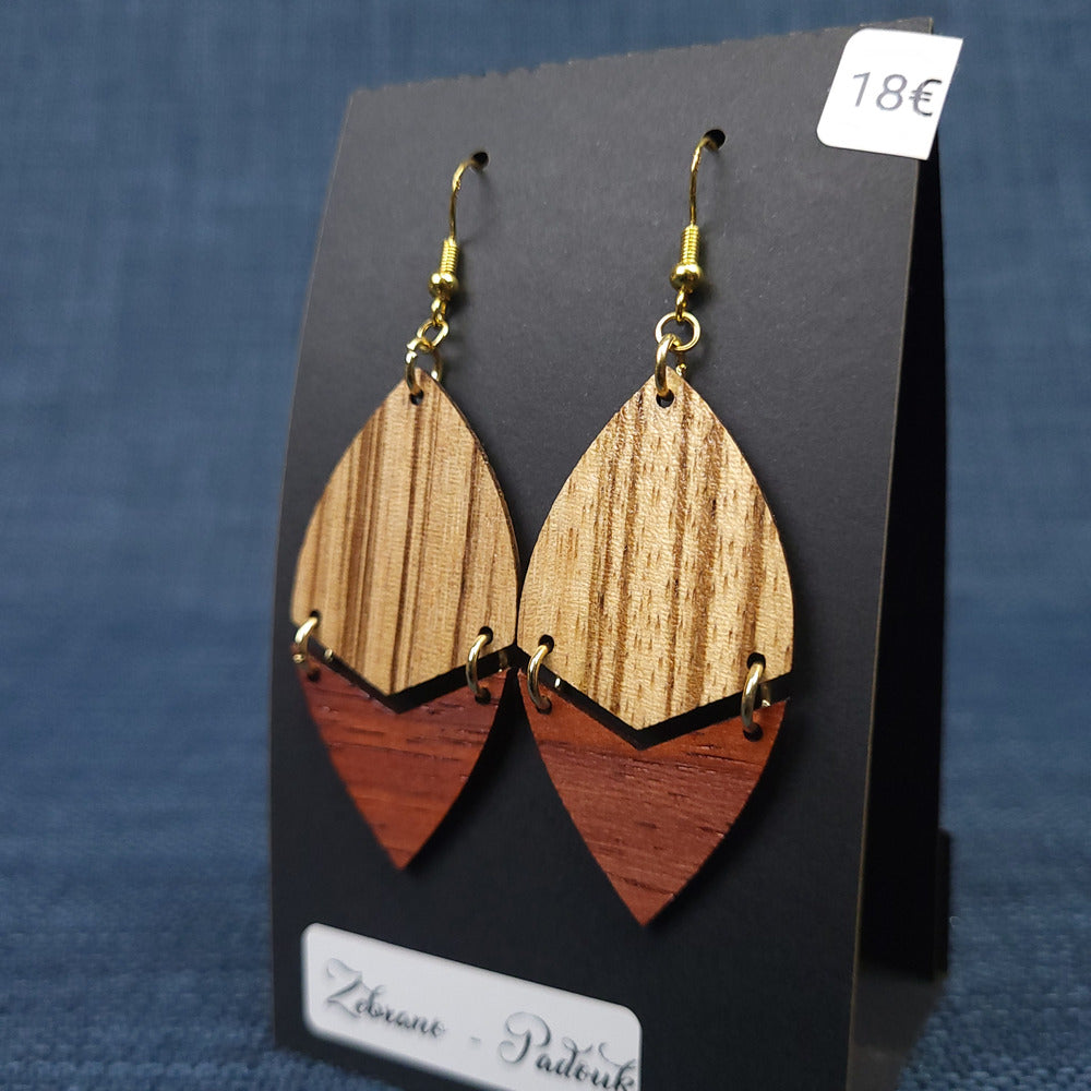 Boucles d’Oreilles Zebrano et Padouk