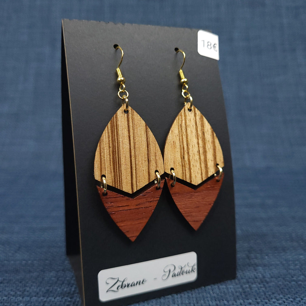 Boucles d’Oreilles Zebrano et Padouk