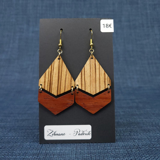Boucles d’Oreilles Zebrano et Padouk