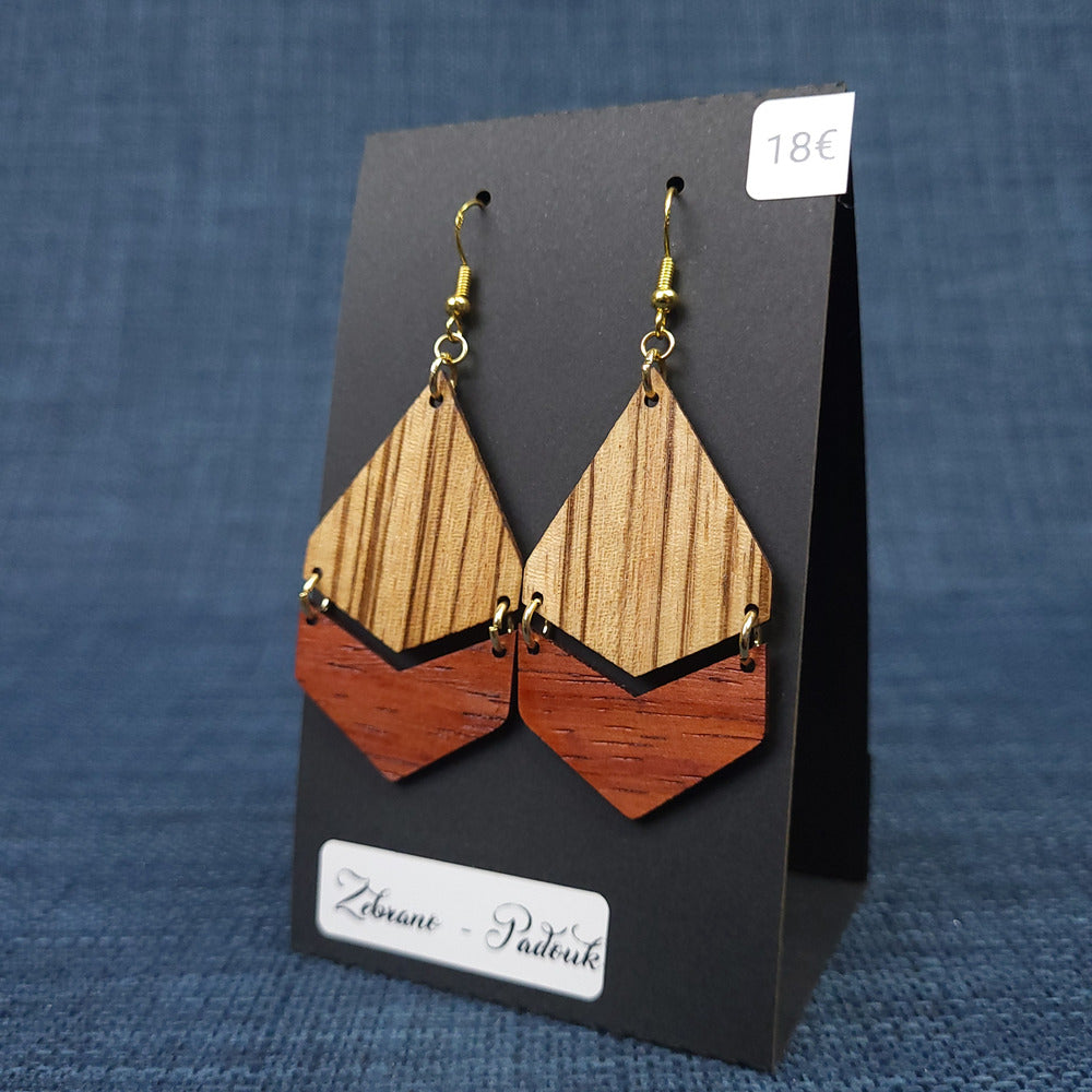 Boucles d’Oreilles Zebrano et Padouk