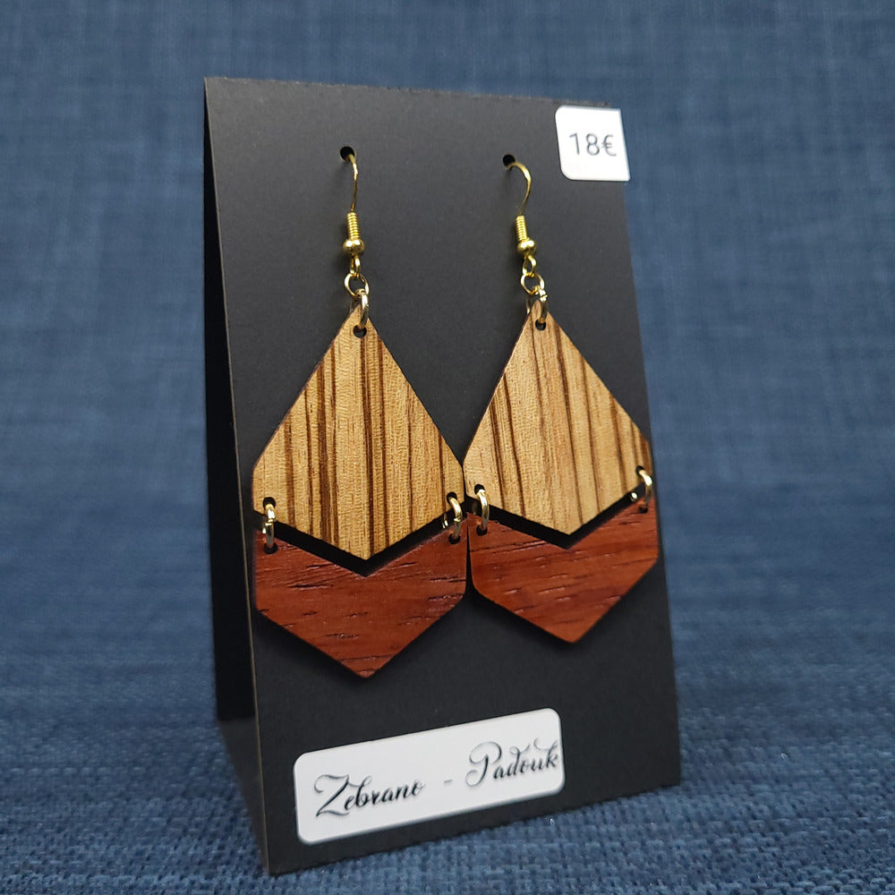Boucles d’Oreilles Zebrano et Padouk