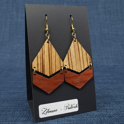 Boucles d’Oreilles Zebrano et Padouk