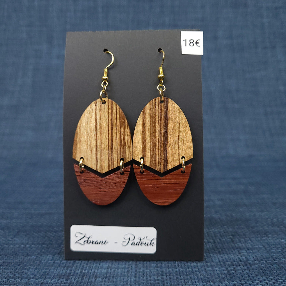Boucles d’Oreilles Zebrano et Padouk