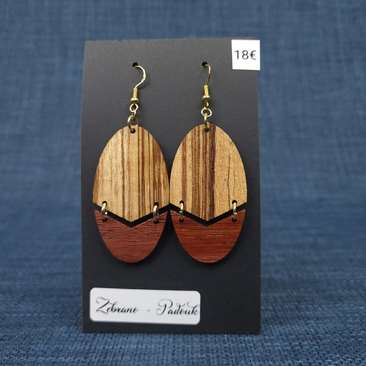 Boucles d’Oreilles Zebrano et Padouk