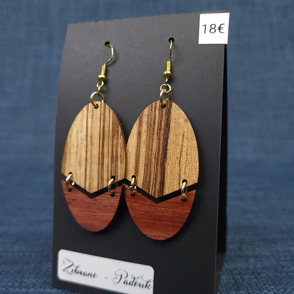Boucles d’Oreilles Zebrano et Padouk