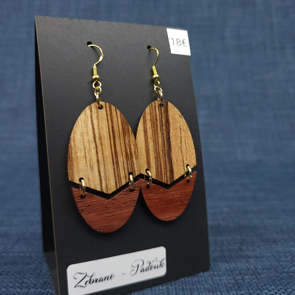 Boucles d’Oreilles Zebrano et Padouk