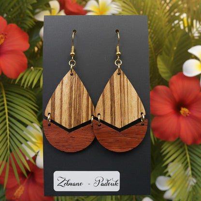 Boucles d’Oreilles Zebrano et Padouk