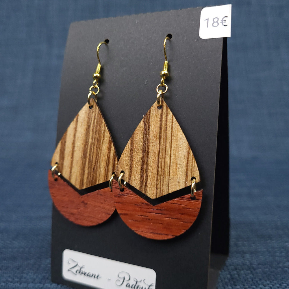 Boucles d’Oreilles Zebrano et Padouk