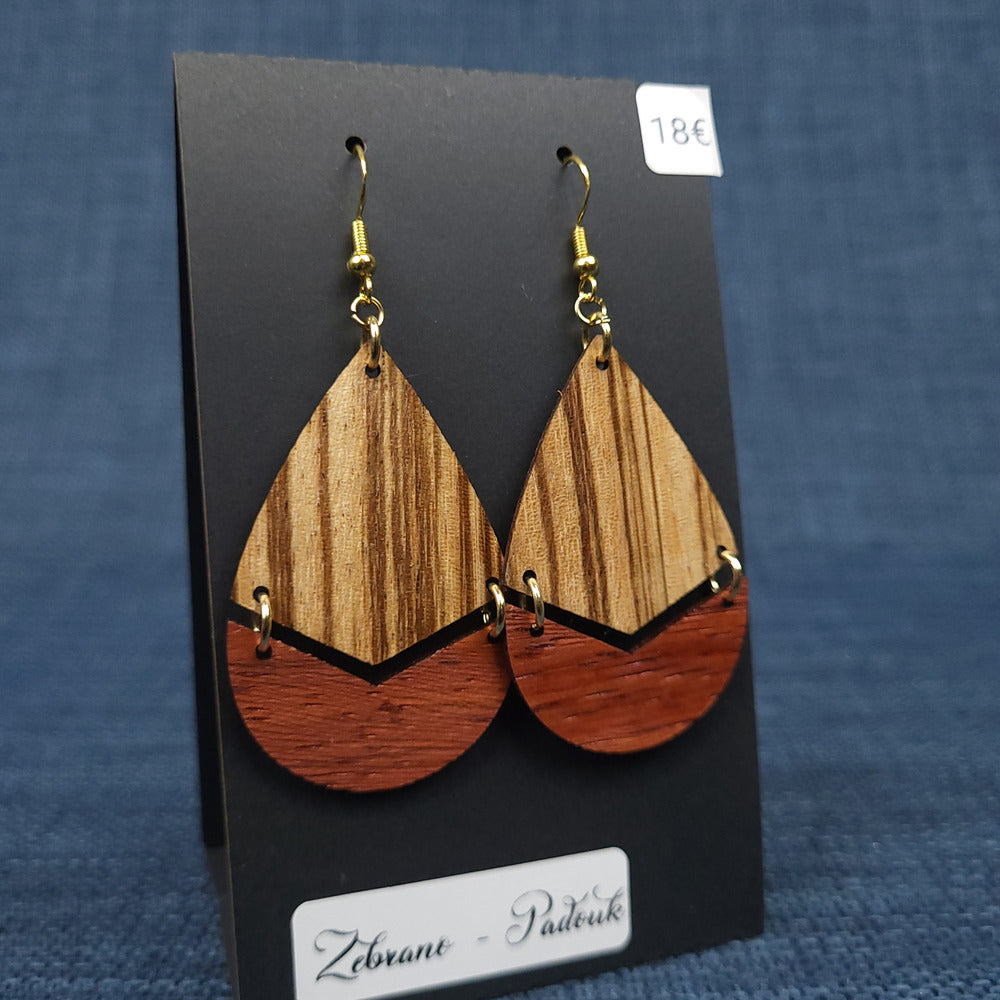 Boucles d’Oreilles Zebrano et Padouk