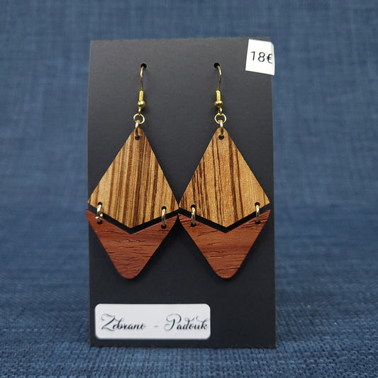 Boucles d’Oreilles Zebrano et Padouk