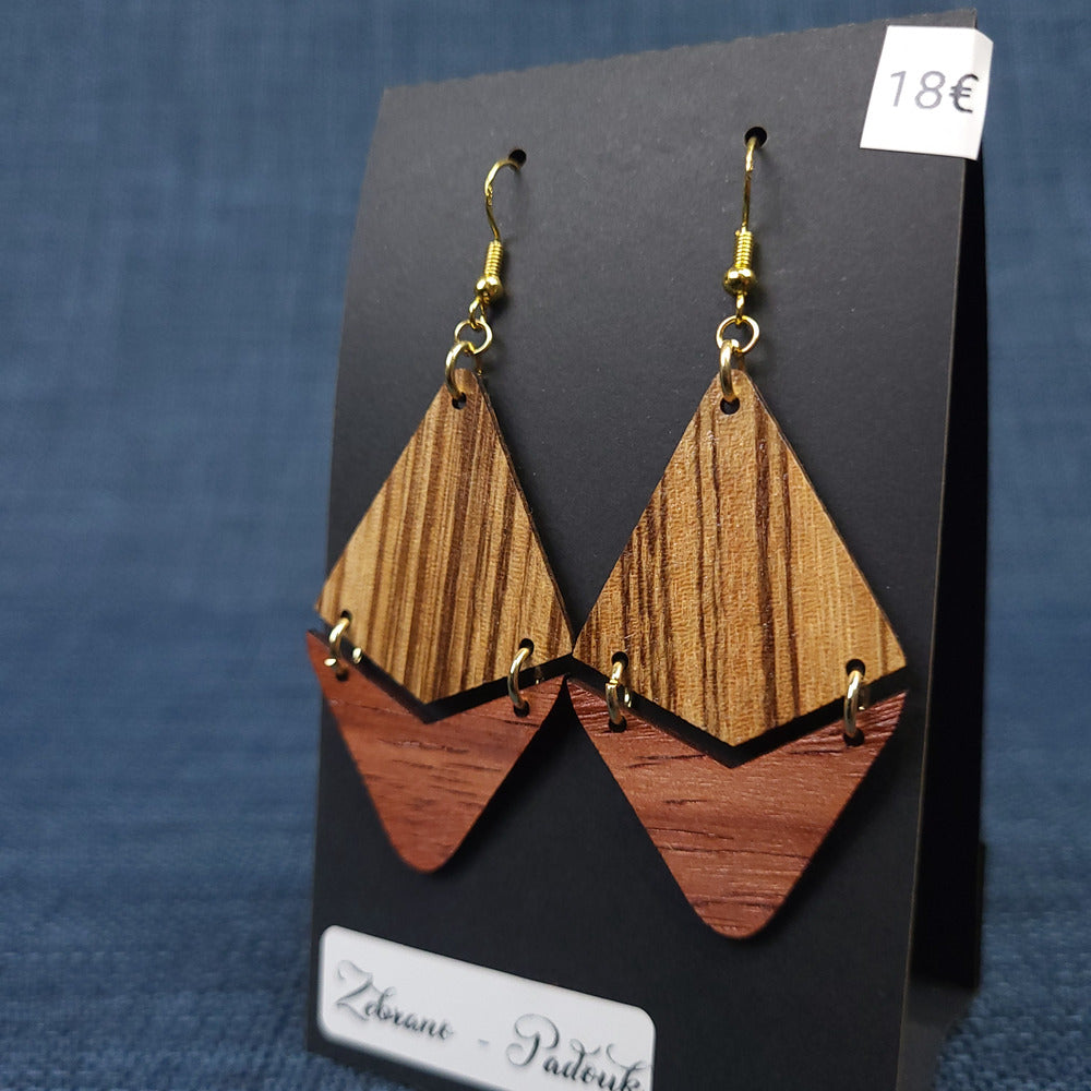 Boucles d’Oreilles Zebrano et Padouk