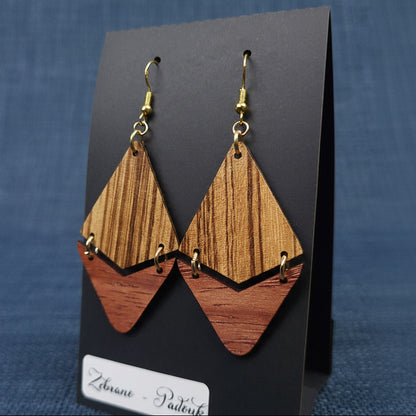 Boucles d’Oreilles Zebrano et Padouk