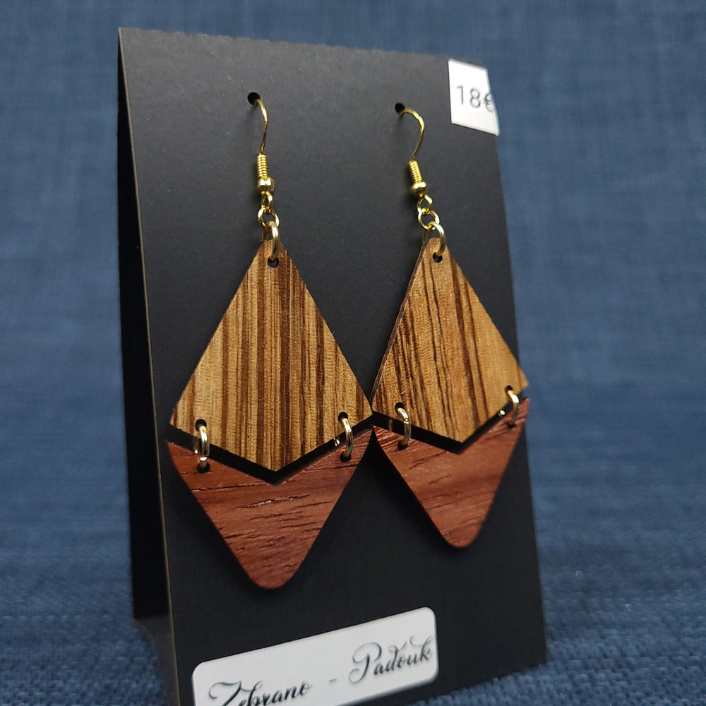 Boucles d’Oreilles Zebrano et Padouk