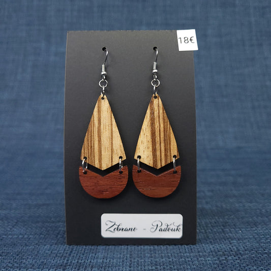 Boucles d’Oreilles Zebrano et Padouk
