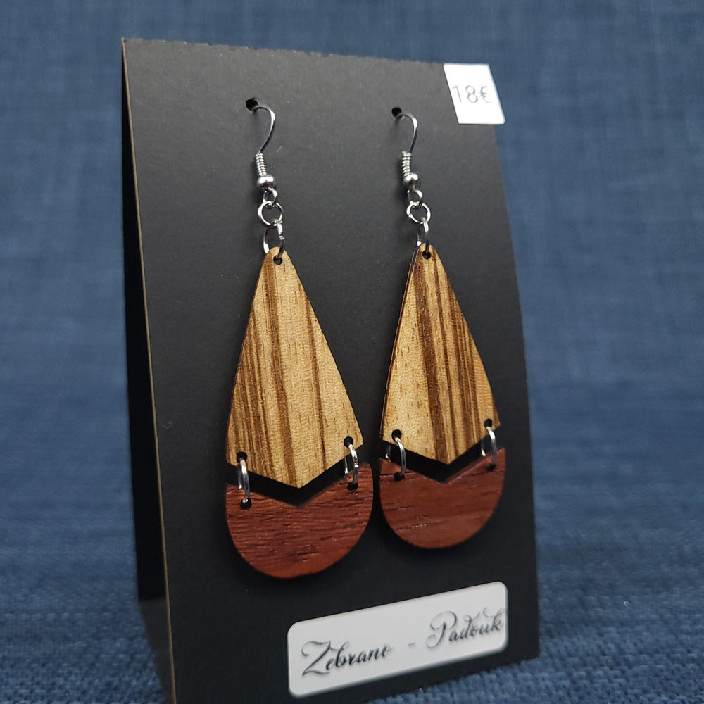 Boucles d’Oreilles Zebrano et Padouk