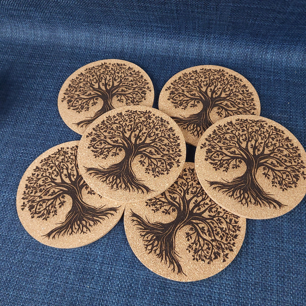 Lot de 6 sous-verres en liège – Arbre de Vie