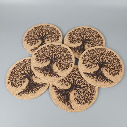 Lot de 6 sous-verres en liège – Arbre de Vie