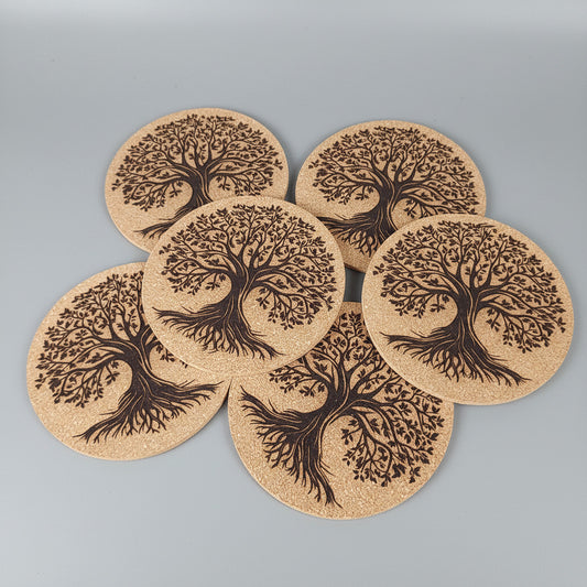 Lot de 6 sous-verres en liège – Arbre de Vie