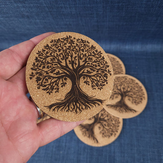 Lot de 6 sous-verres en liège – Arbre de Vie