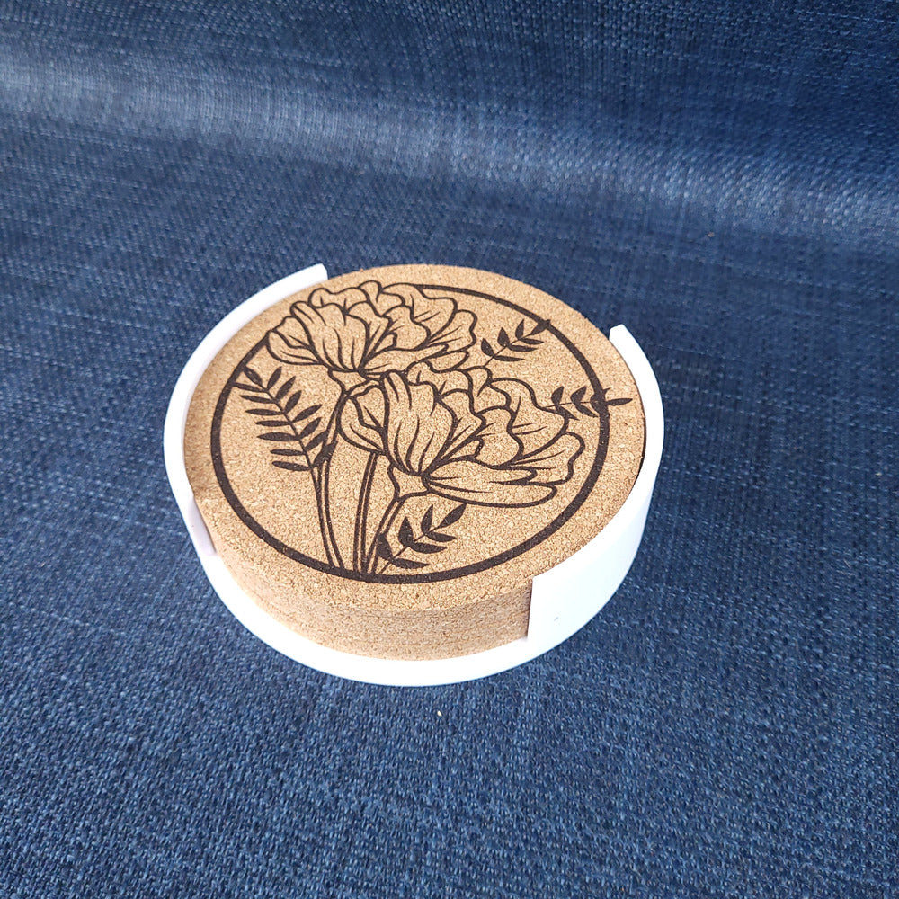 Lot de 6 sous-verres en liège – Floral