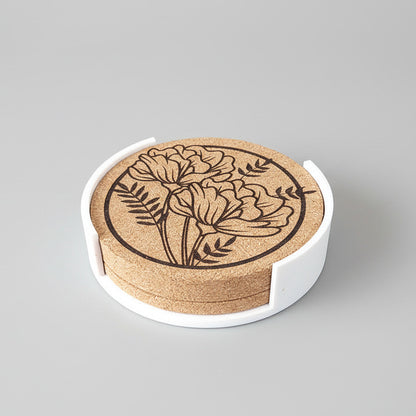 Lot de 6 sous-verres en liège – Floral