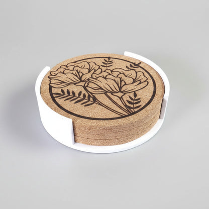 Lot de 6 sous-verres en liège – Floral