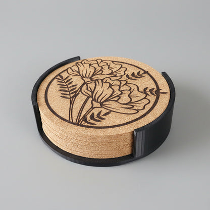 Lot de 6 sous-verres en liège – Floral