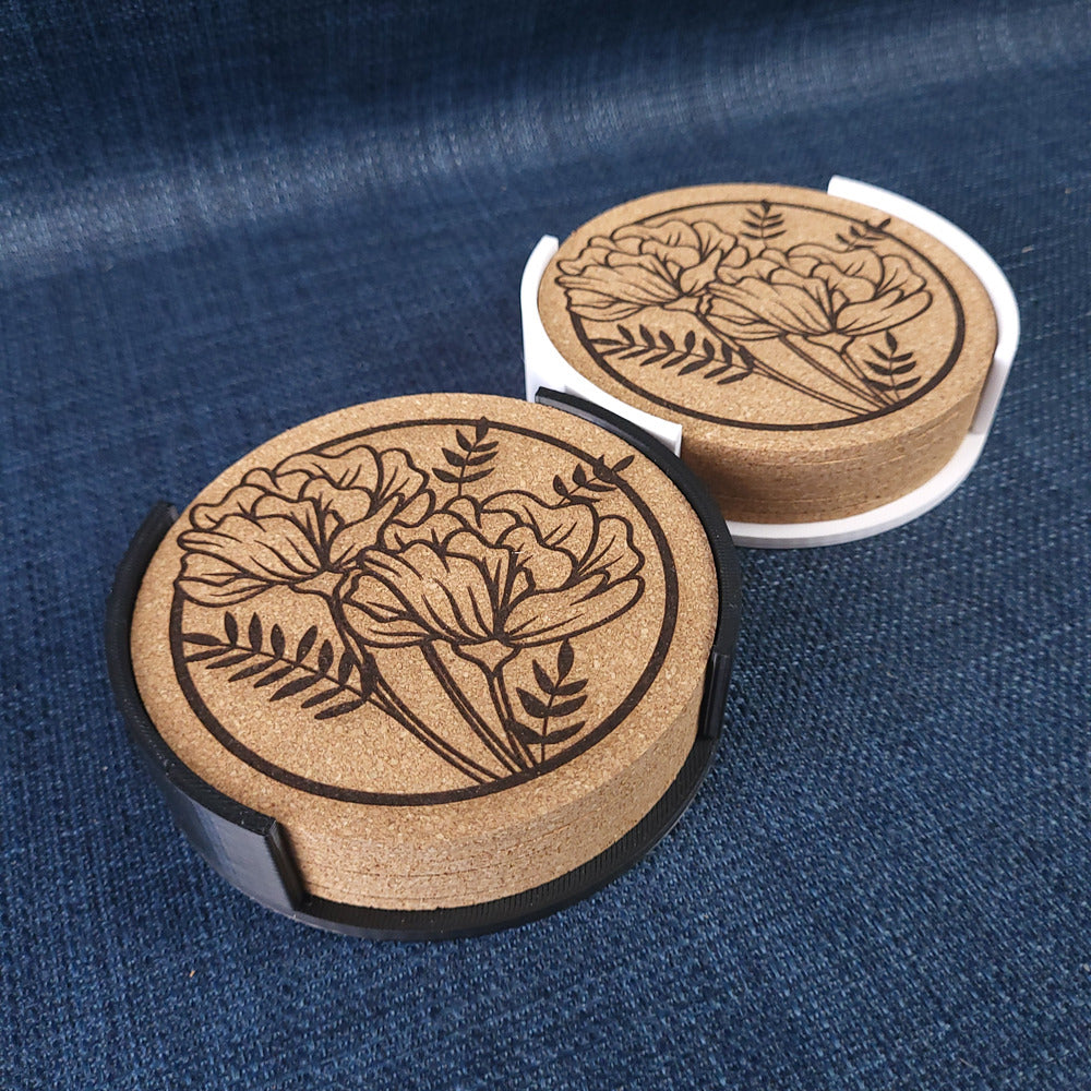 Lot de 6 sous-verres en liège – Floral