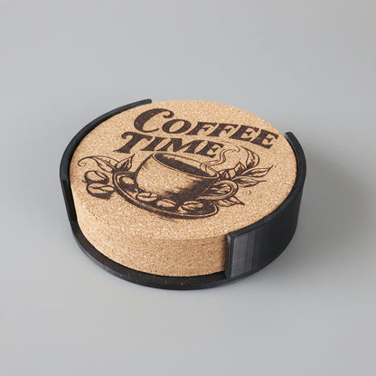 Lot de 6 sous-verres en liège – Coffee Time