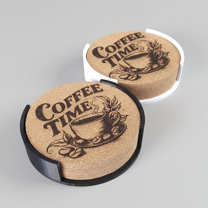 Lot de 6 sous-verres en liège – Coffee Time