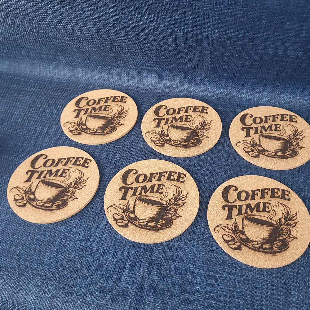 Lot de 6 sous-verres en liège – Coffee Time