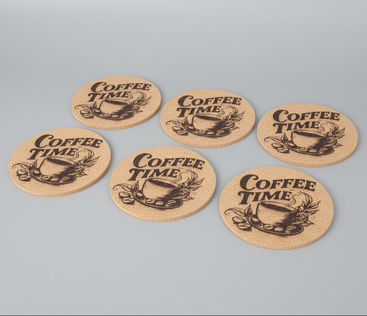 Lot de 6 sous-verres en liège – Coffee Time