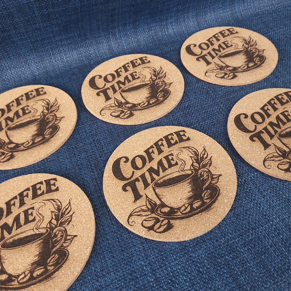 Lot de 6 sous-verres en liège – Coffee Time