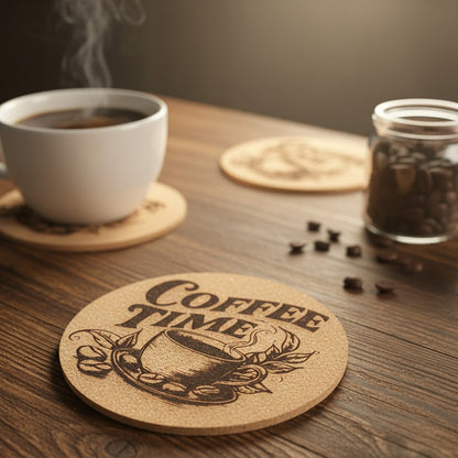 Lot de 6 sous-verres en liège – Coffee Time