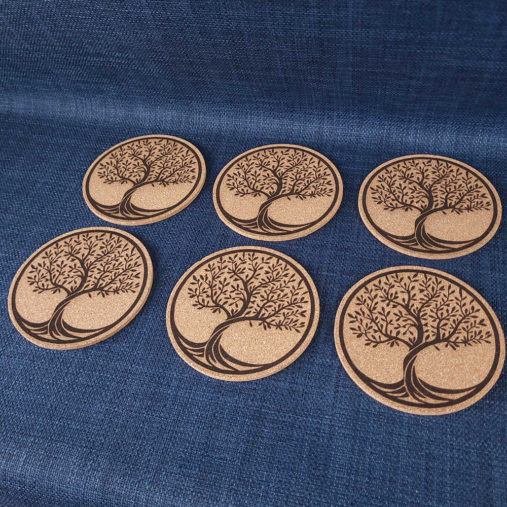 Lot de 6 sous-verres en liège – Arbre de Vie