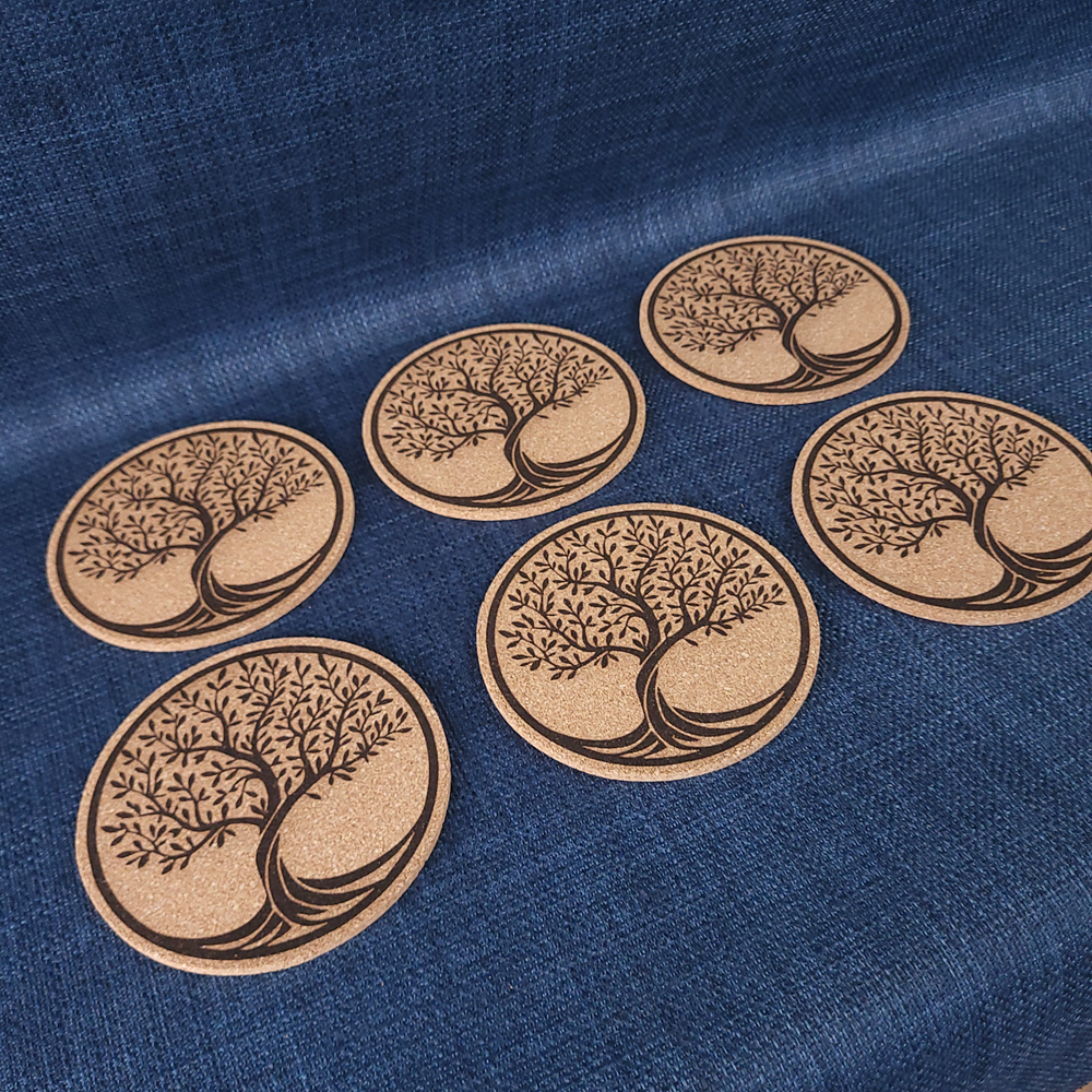 Lot de 6 sous-verres en liège – Arbre de Vie
