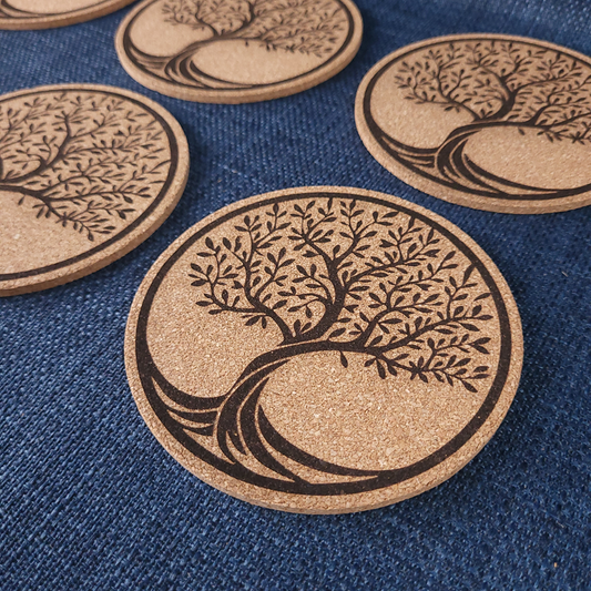 Lot de 6 sous-verres en liège – Arbre de Vie