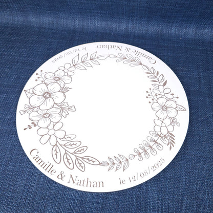 Centre de table mariage en MDF blanc – Floral personnalisé
