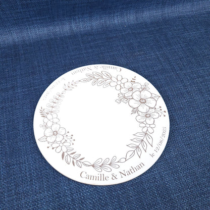 Centre de table mariage en MDF blanc – Floral personnalisé