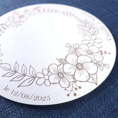Centre de table mariage en MDF blanc – Floral personnalisé
